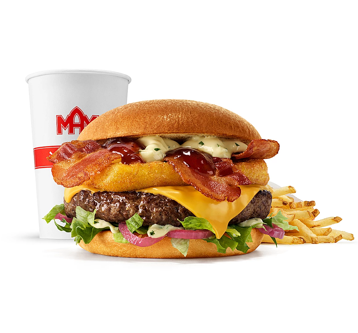 Burger Rywala Złoty Bekon w zestawie